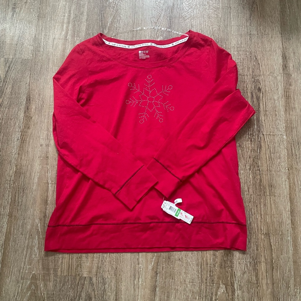 Hue Long Sleeve Christmas Pajama Top